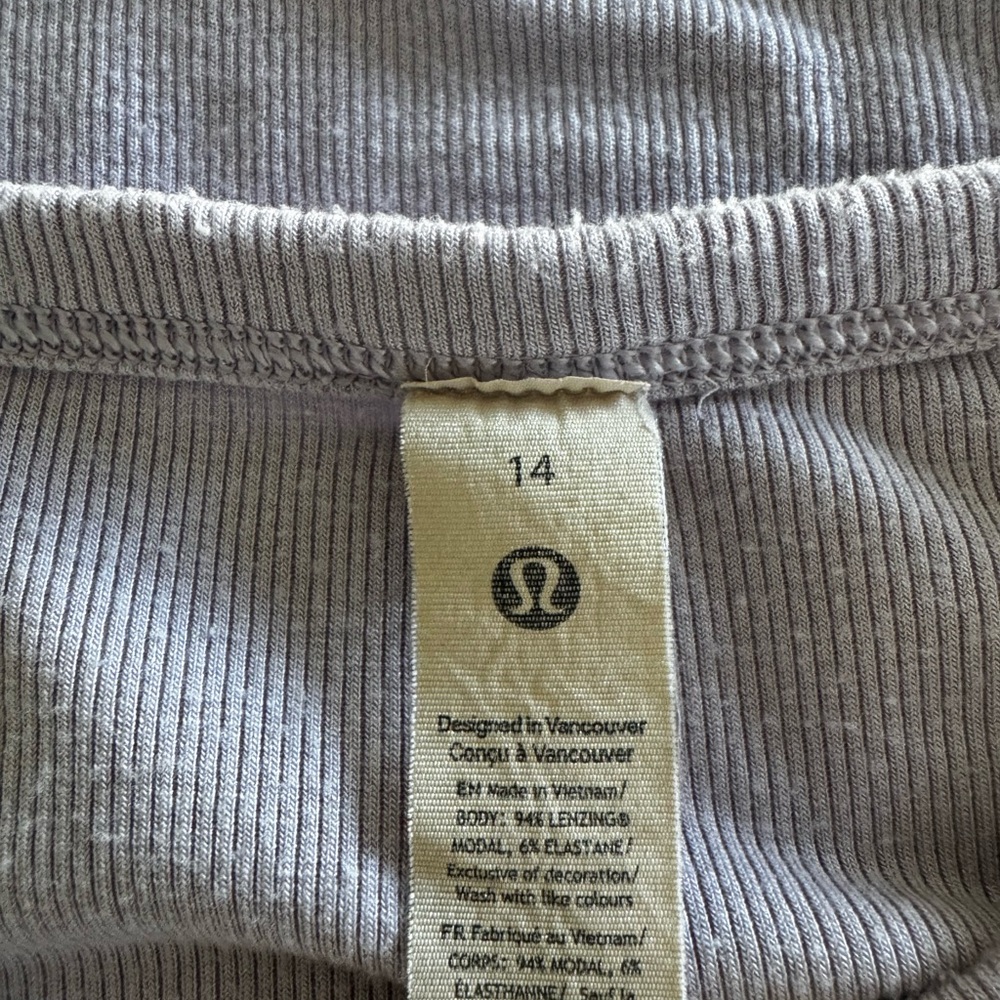 Lululemon Purple Ribbed Top - Picture 2 of 2